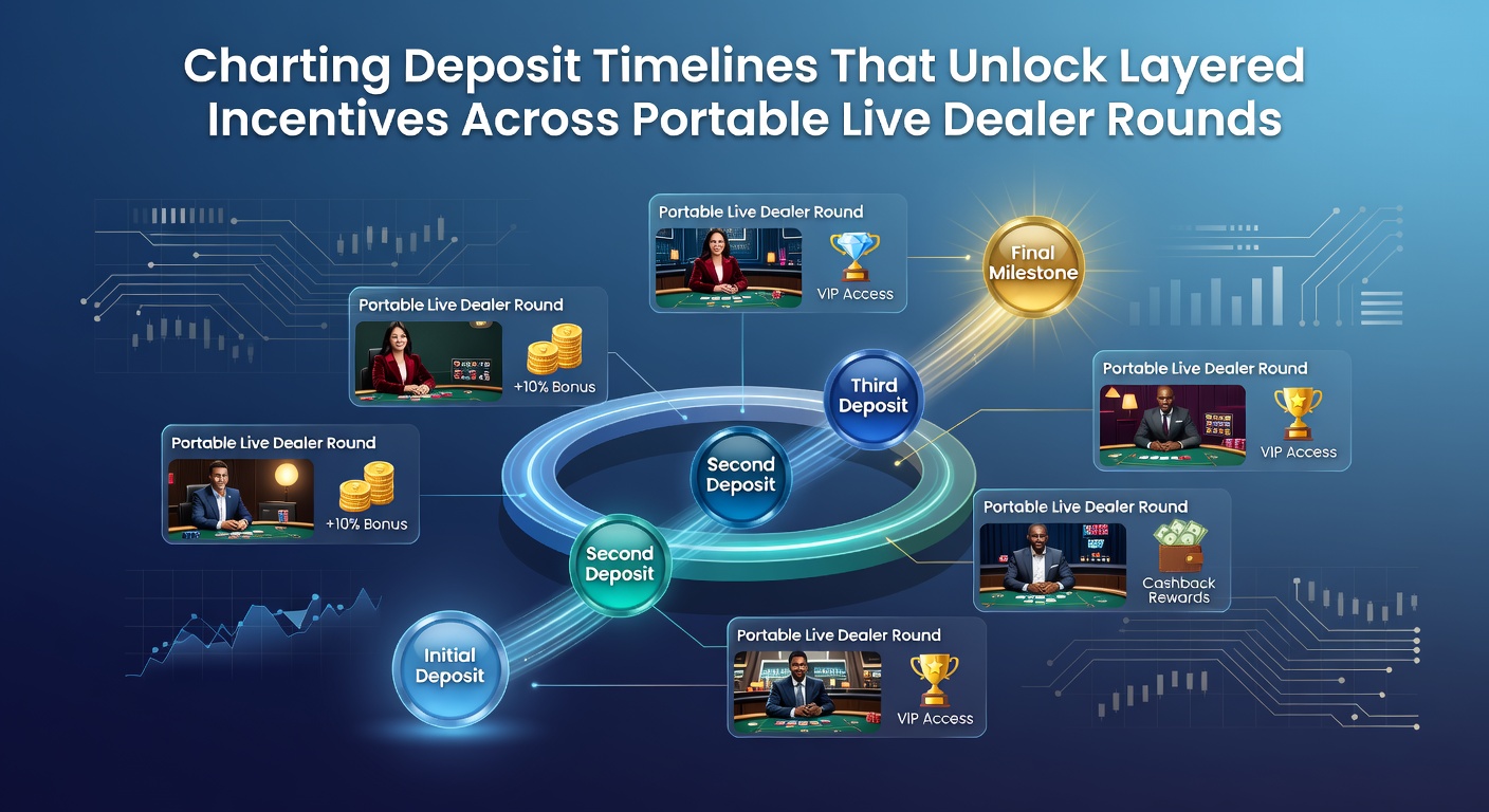 Mobile live dealer interface showing deposit confirmation screen with timeline indicators for bonus layers