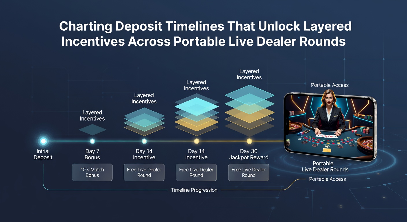 Infographic illustrating deposit timeline flowchart with layered incentive stages for mobile live dealer games