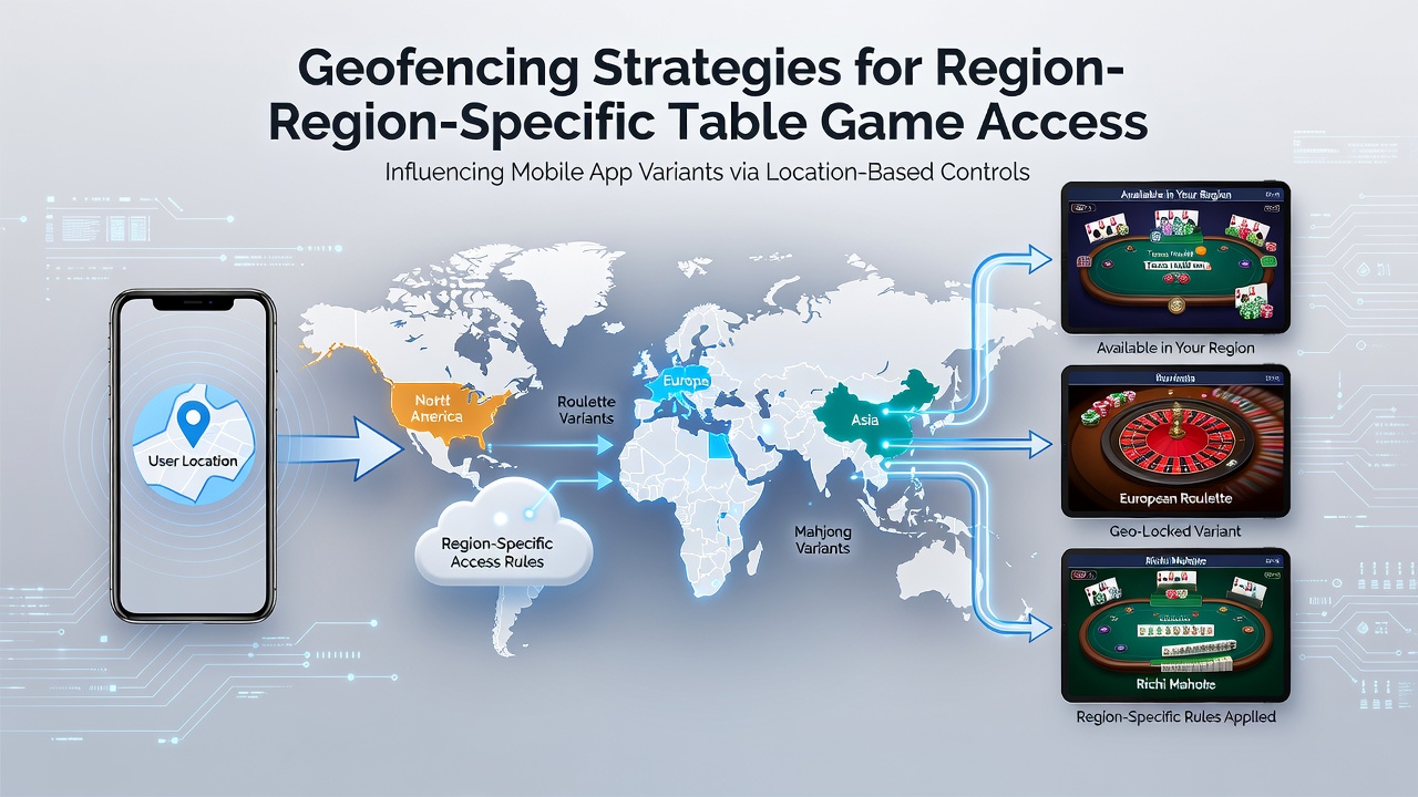 Mobile screen displaying region-specific table game options triggered by geofencing