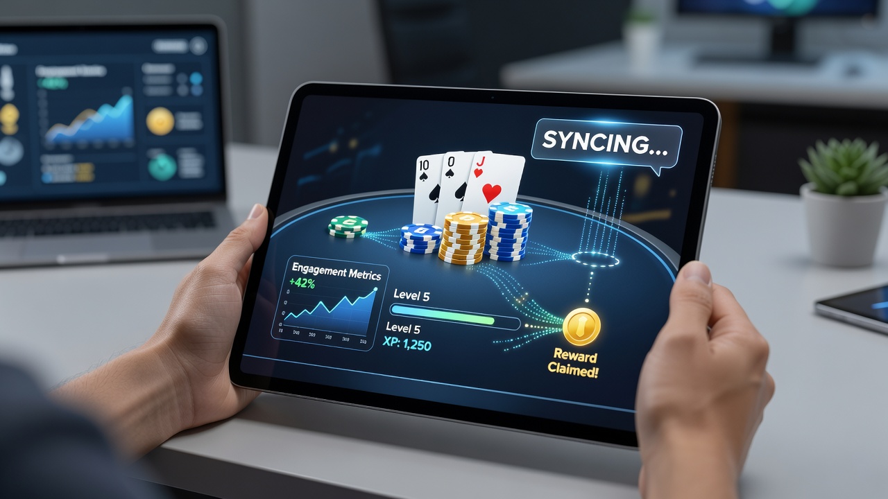 Backend dashboard displaying synchronized engagement metrics and active reward triggers