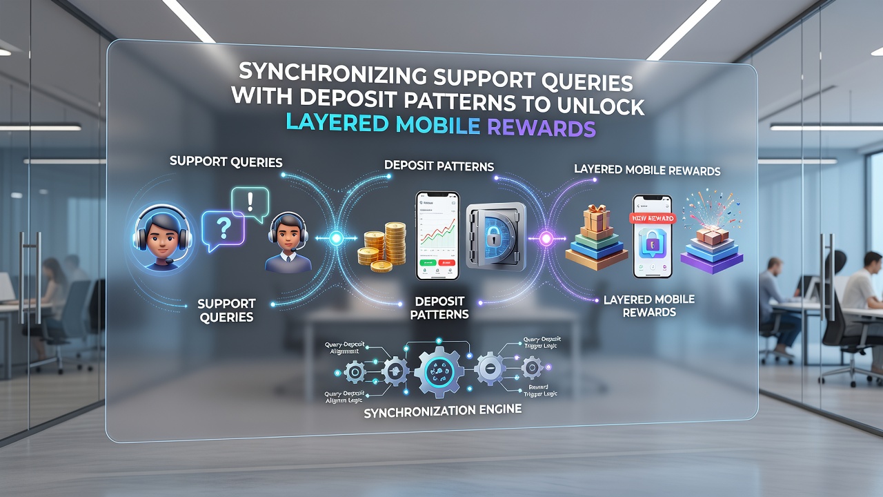 Flowchart illustrating deposit pattern analysis linked to support query resolution for mobile reward tiers