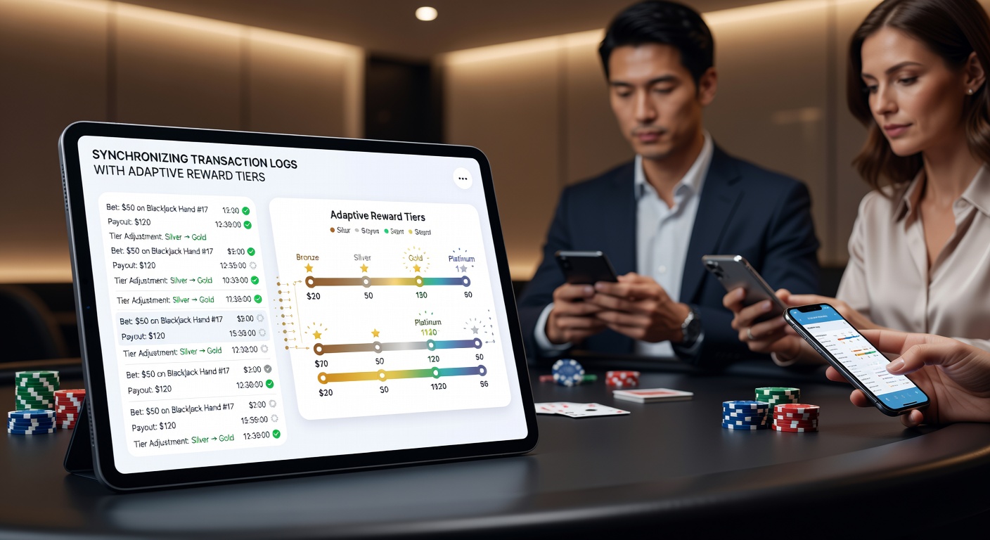 Dashboard view showing real-time synchronization between transaction logs and reward tier adjustments on a mobile casino platform