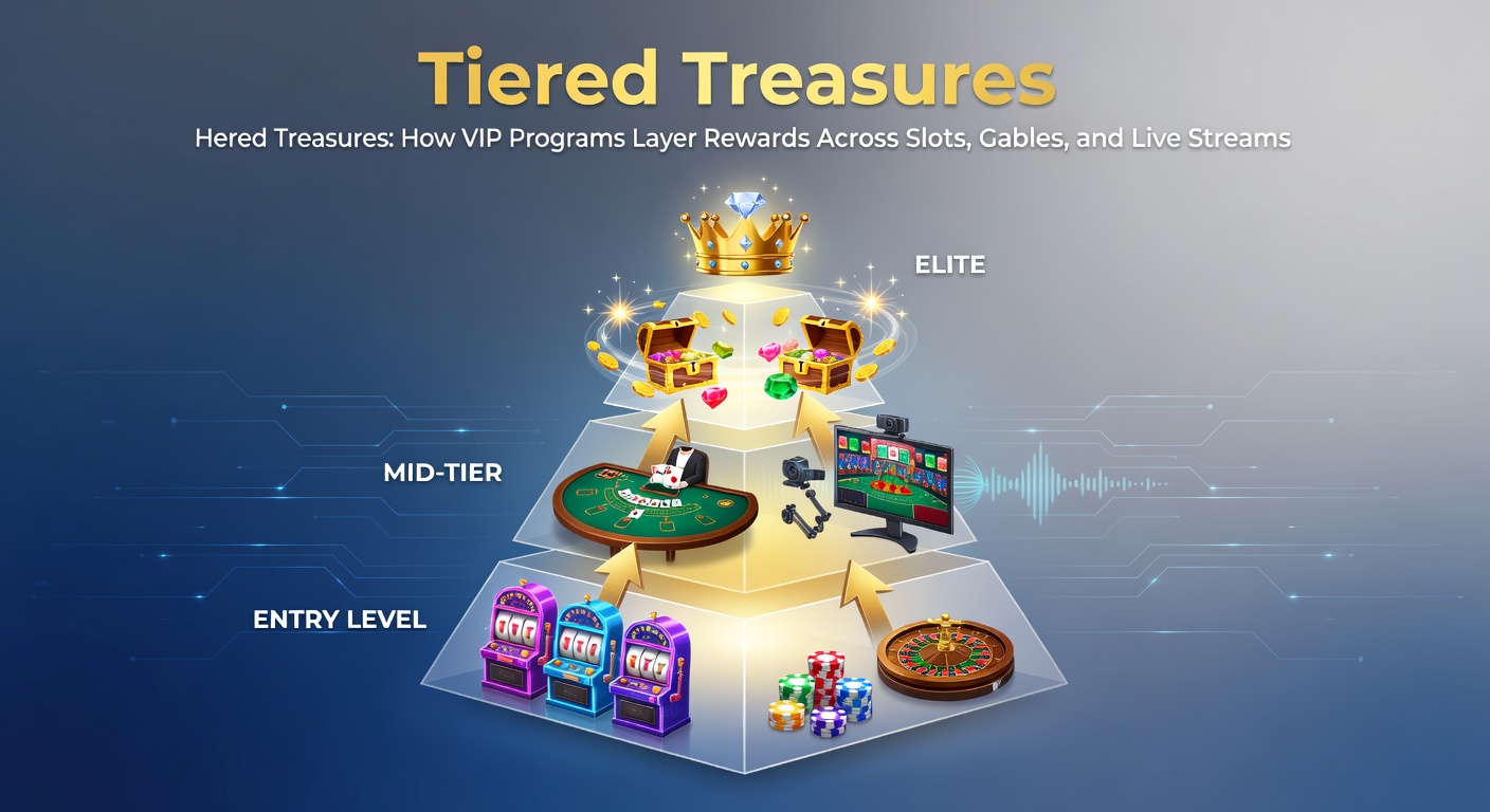Vibrant casino floor showing slot machines, blackjack tables, and live dealer streams with glowing VIP badges overlayed